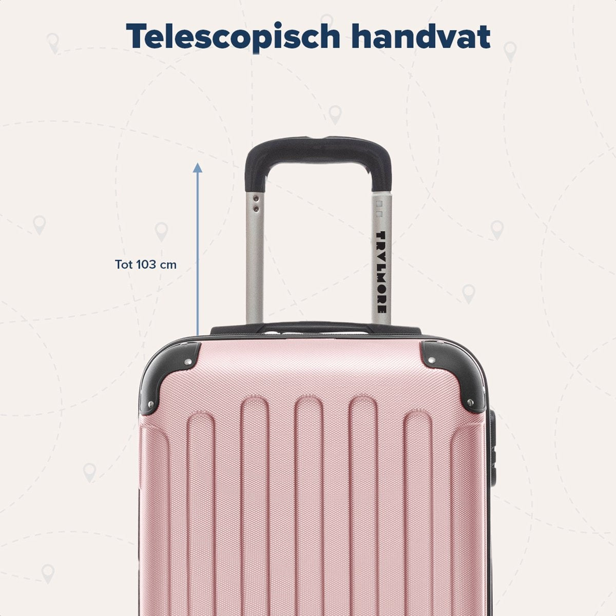 TRVLMORE Kofferset - 3 Delig - Complete Set - 38L Handbagage + 70L en 110L Ruimbagage - Roségoud