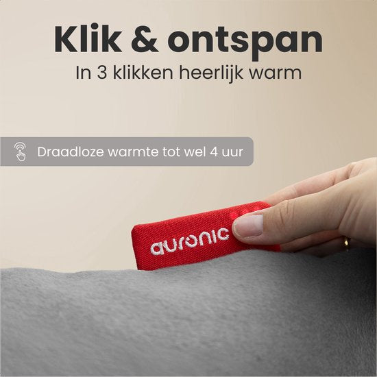 Auronic Warmtekussen - Classic - 45x60 - Draadloos - Oplaadbaar - Elektrisch kussen - Infrarood - Grijs