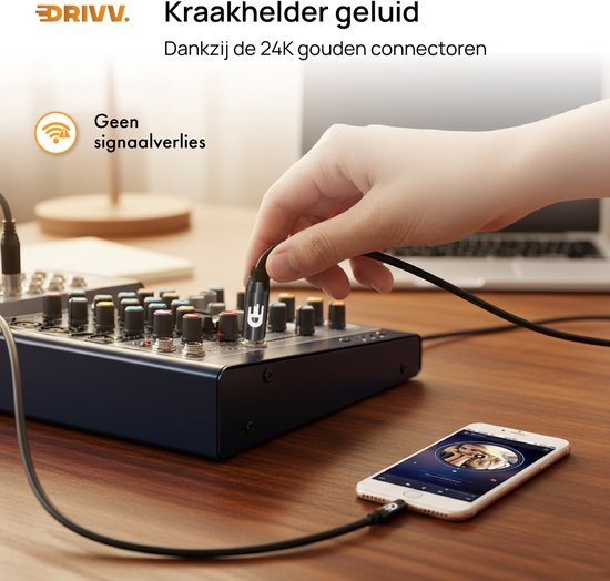 Drivv. Premium 3,5 mm Jack naar 6,35 mm Kabel - Jack Kabel - Audio Kabel - 3 meter