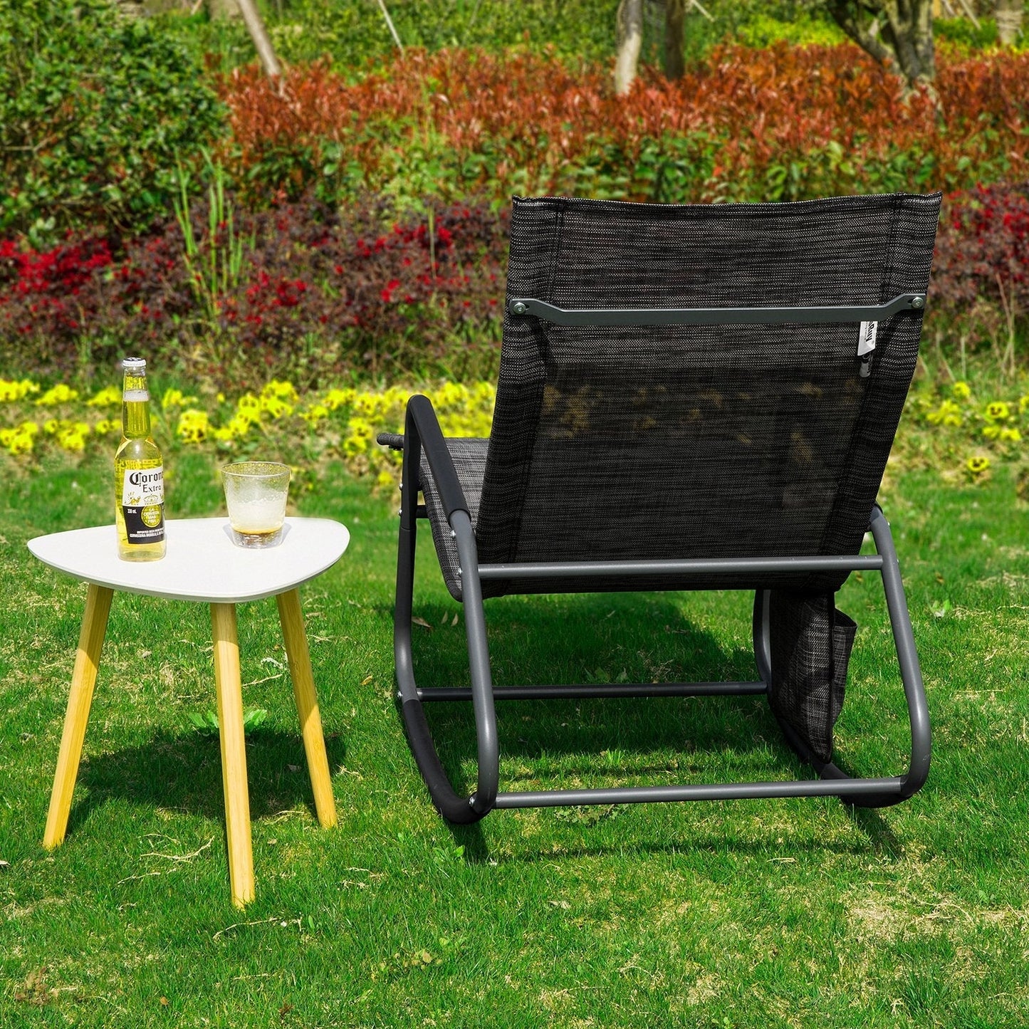 SoBuy Schommelstoel - Buiten - Max. 150 kg - 143 x 57 x 85 cm - Zwart
