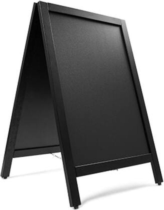 Krijtstoepbord Zwart 55 x 85 cm dennen houten omlijsting - dubbelzijdig reclamebord