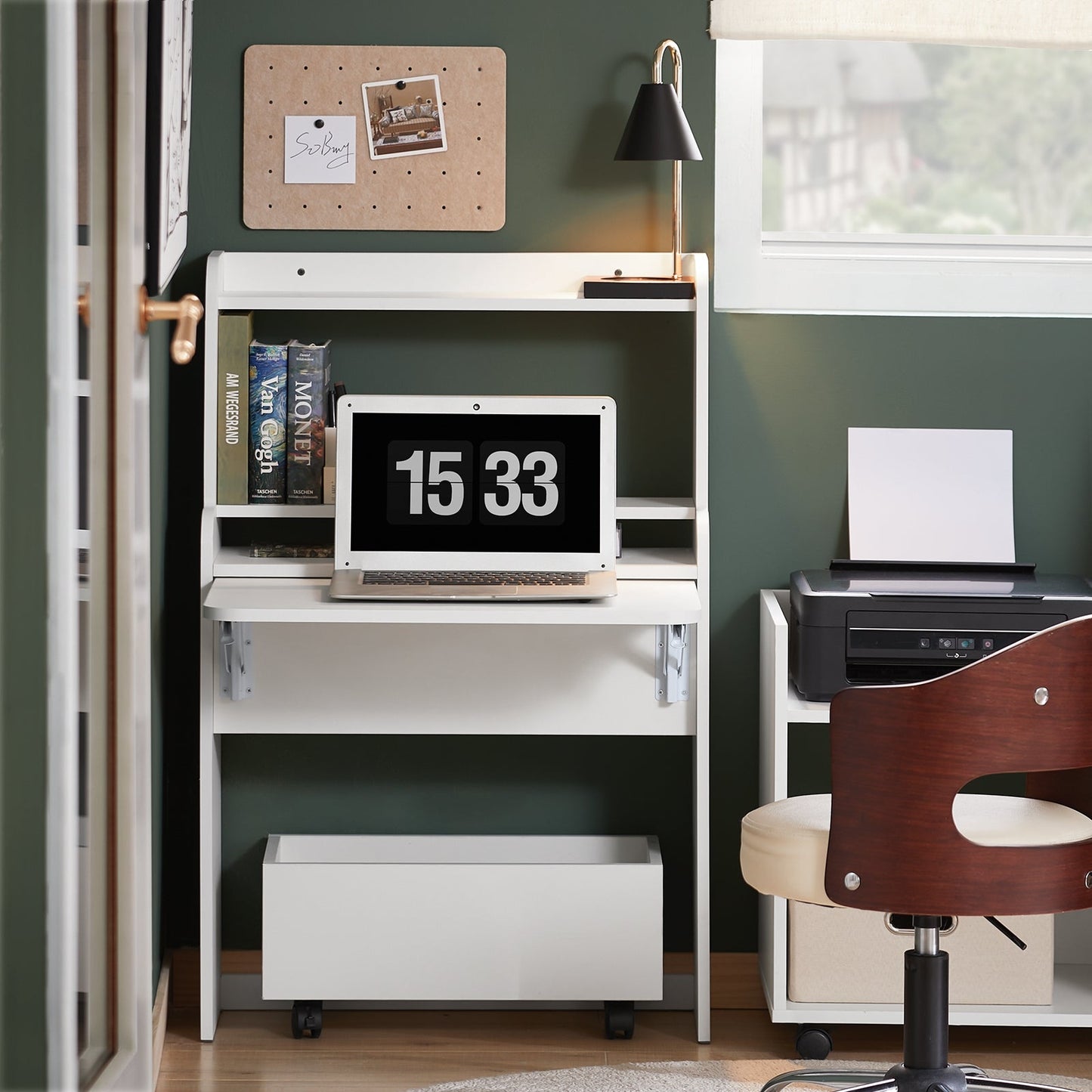 SoBuy Opklapbaar Bureau FWT105-W - 64 x 62 x 98 cm - Wit