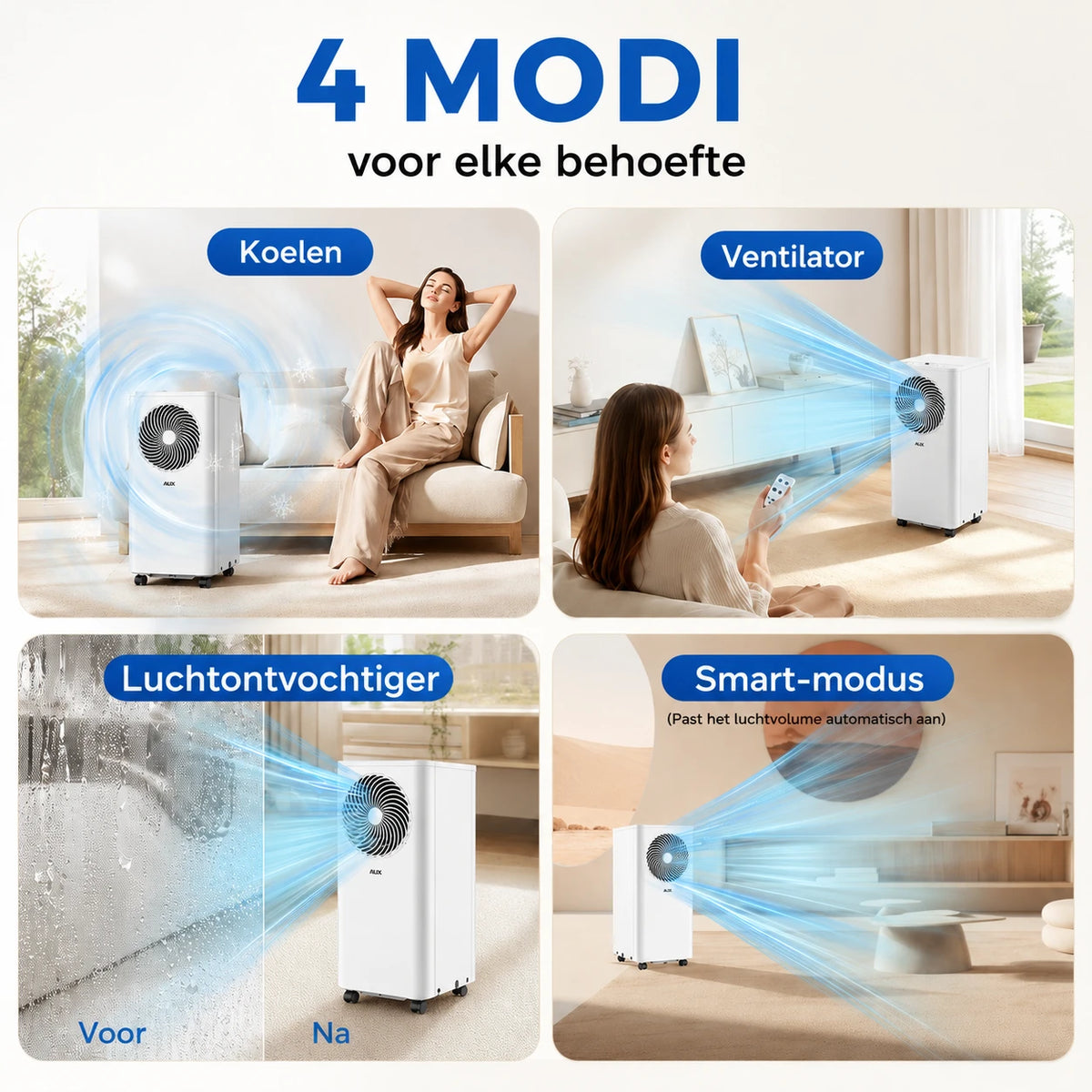 AUX mobiele airco 3-in-1 - 9000 BTU - wifi - energieklasse A