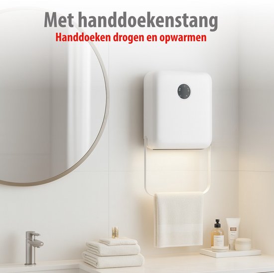 alpina Badkamer Verwarming Elektrisch 750/2000W - Elektrische Kachel 2 Warmtestanden en 24-uurs Timer - Kachel IP22 Spatwaterdicht - met Afstandsbediening - Wandmontage