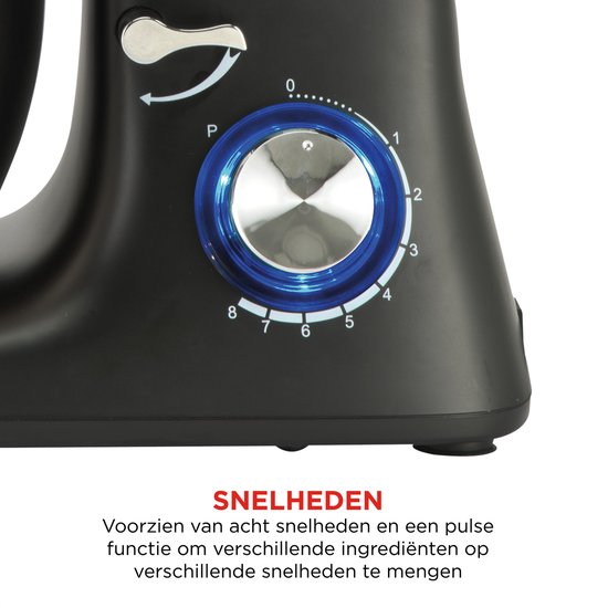 Keukenmachine - Bourgini Kitchen Chef Plus 5.5L - Keukenmixer - KeukenRobot Zwart