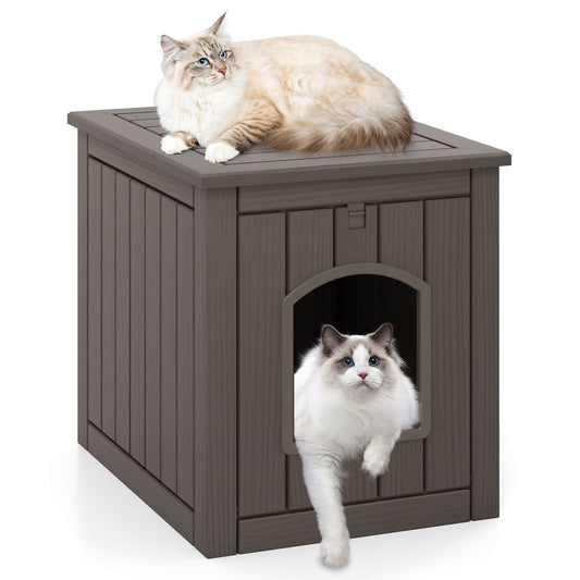Coast Kattenhuis voor Binnen en Buiten - Verborgen Kattenbakmeubel - Klapdeur aan de Voorkant - Zwart en Lichtbruin