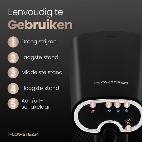 FLOWSTEAM® Luxe Kledingstomer - Handstomer & Reisstomer - Stoomapparaat Kleding - 25 Min Stomen - Matte Black Edition