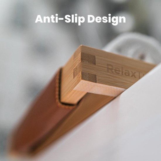 RelaxTub® Badplank - Badplank voor in Bad - Badrek - Verstelbaar - Anti Slip - Badplank Bamboe - Badplank Hout - Badrekje inclusief Boekenhouder, Tablethouder & Spiegel