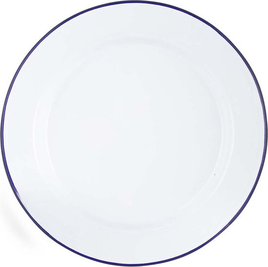 Bo-Camp - Servies - Emaille - 6 Stuks - Wit/Blauw