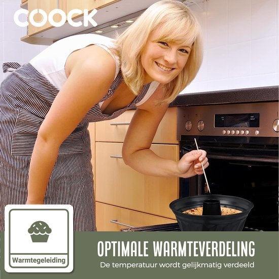 COOCK - Bakvorm - Tulband - Taartvorm met Antiaanbaklaag - 23 cm Diameter - Cakevorm - Incl. Deegschraper & E-Book