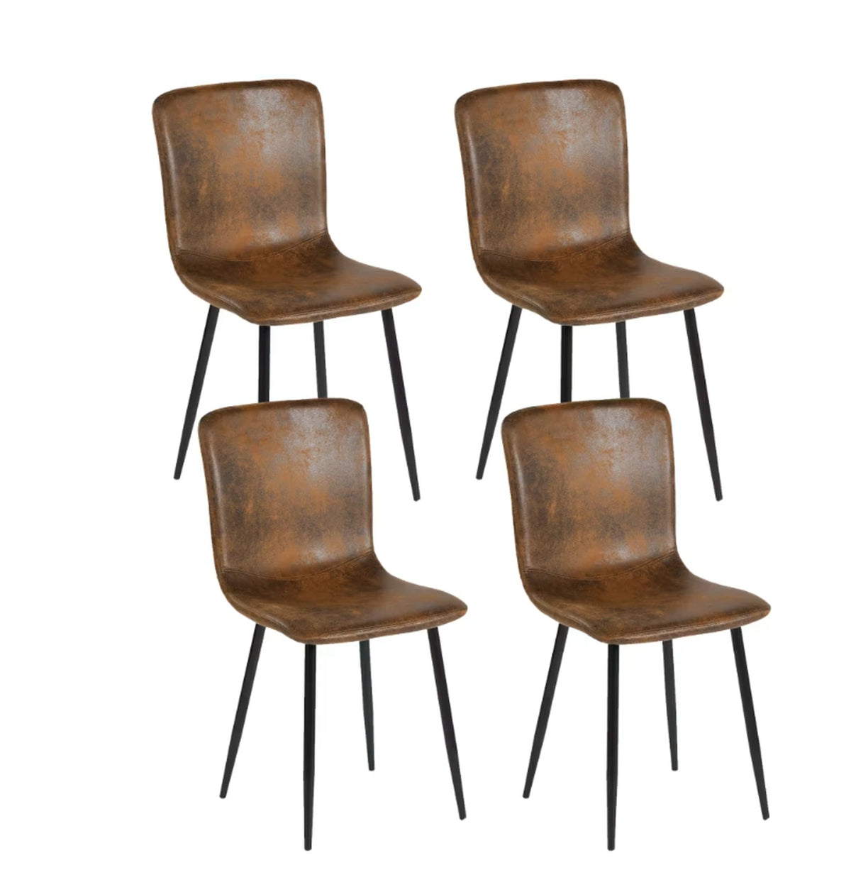 Urban Meuble Stoelenset 4 Stuks - Luxe Eetkamerstoelen Grijs Imitatiebont - 44x54x87 cm