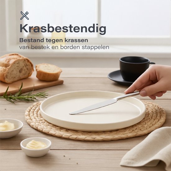 Luft Serviesset 6 Persoons - Restaurant Bordenset - Kommen - Eetborden - Modern - Massief Aardewerk, Keramiek - Creme/beige/wit - 18 delig