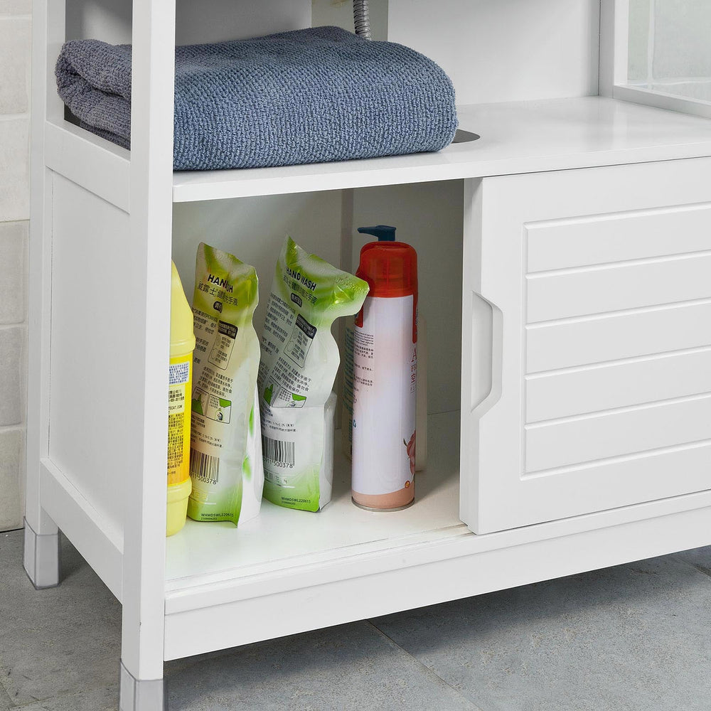 SoBuy FRG128-W Wastafelmeubel - 2 Schuifdeuren 1 Plank - Wit - 60x61x30 cm