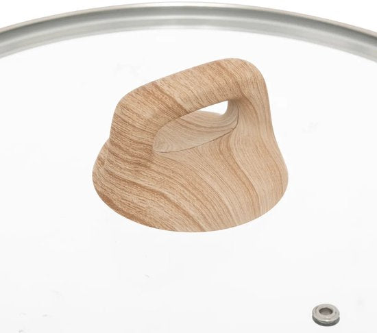 5Five Braadpan met glazen deksel - Alle kookplaten geschikt - groen/beige - D28 x H13cm - Souteerpan
