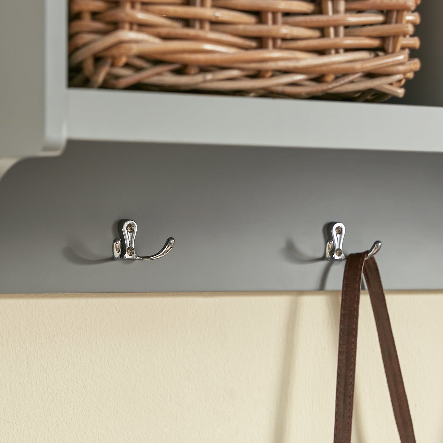 SoBuy Wandkapstok - 4 Dubbele Haken - 3 Open Vakken - 100 x 25 x 35 cm - Grijs