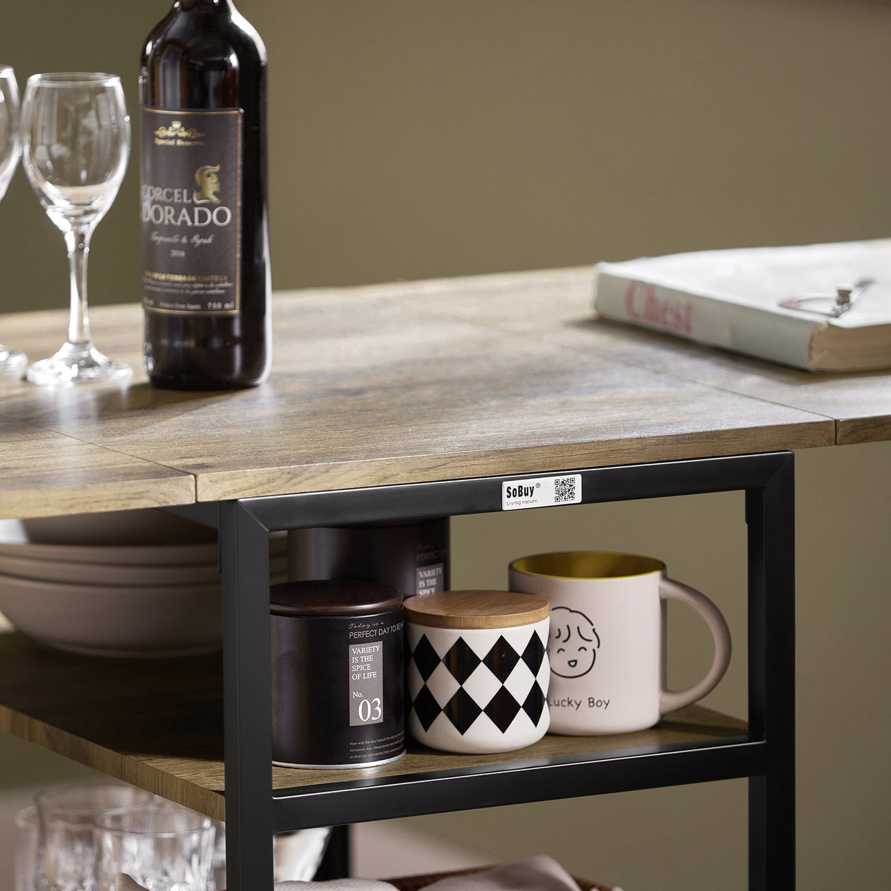 SoBuy FWT62-N Eettafel Uitklapbaar - Ruimtebesparend - 180 x 60 x 77 cm - Industrieel