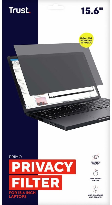 Trust Primo Privacy Filter - 15.6 inch – Privacyfilter voor Laptop Display – 60° Kijkhoek