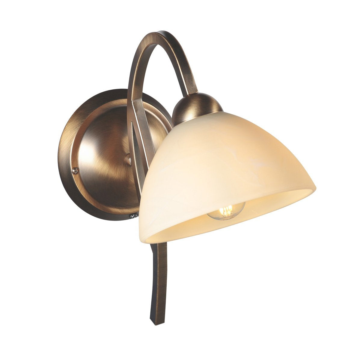 Anthea 4328BR – Klassieke wandlamp met bronskleurig armatuur en marmerlook glazen kap van 17 cm, E27 fitting, Steinhauer