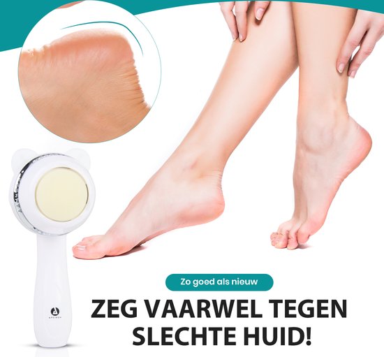 Apeiron Elektrische Eeltverwijderaar – Voetvijl – Professionele Eeltverwijderaar – Eeltvijl – Eeltverwijderaars - USB Oplaadbaar - Inclusief 3 Extra Vijlschijven - Wit - Gratis E-Book