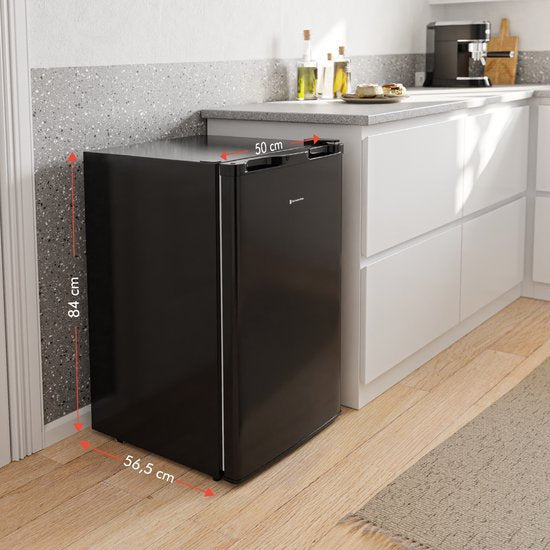 KitchenBrothers Koelkast - 88L Koelvak - 14L Vriesvak - IJskast - Koelvriescombinatie - Frigo - Vrijstaand - Zwart