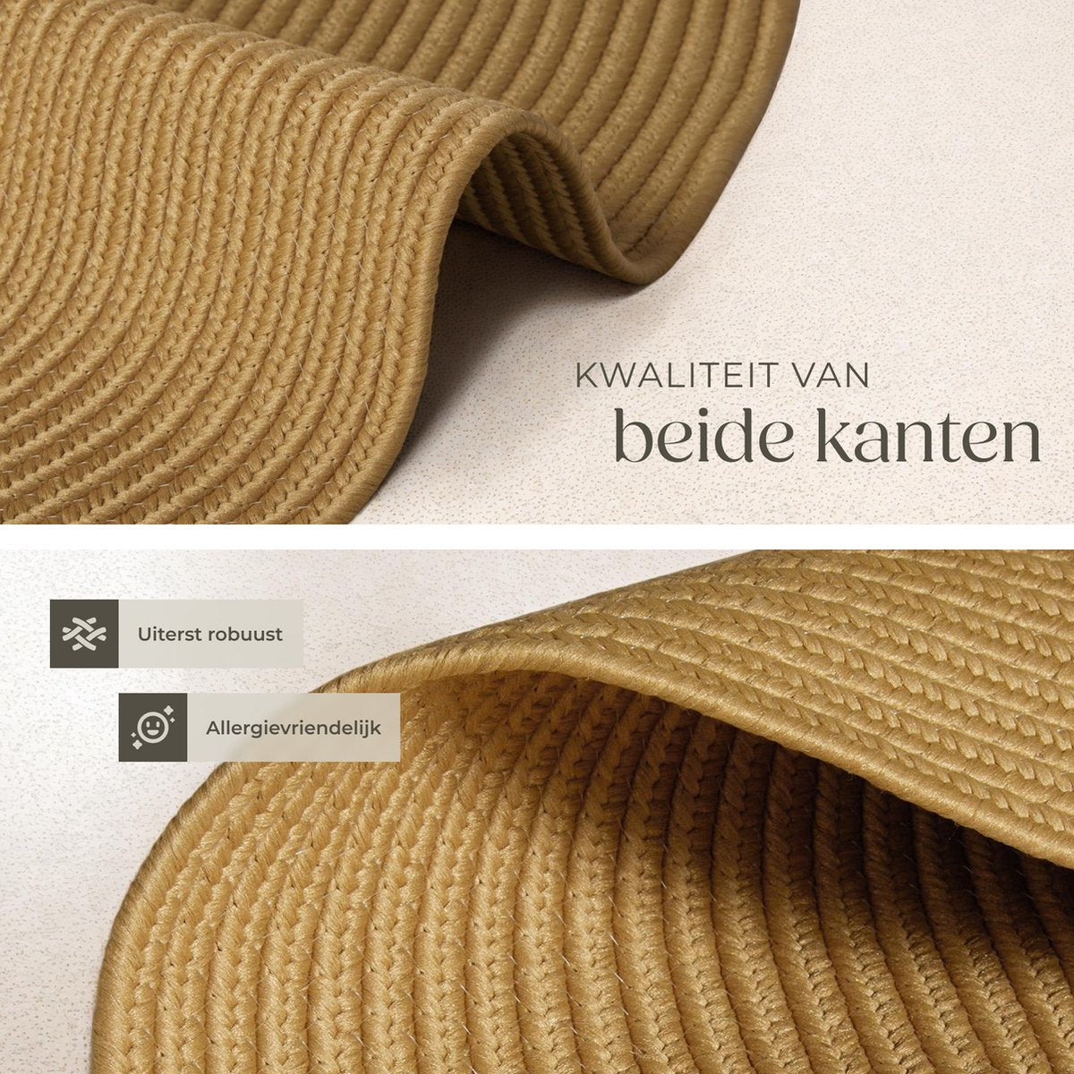 tectake® gevlochten vloerkleed Raya – Ø 160 cm – jute-look bruin