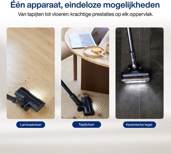 Steelstofzuiger Draadloos CleanDetect Lite 200W - Draadloze stofzuiger - 22kPa zuigkracht - 2 Opzetstukken - Zonder zak op accu - Samako