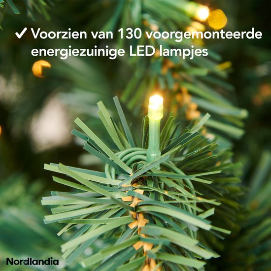 Nordlandia Kunstkerstboom Met LED Verlichting - 180 cm - Realistische Kunststof Kerstboom - Metalen Standaard - Groen