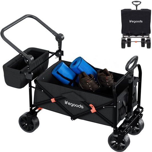 LifeGoods Bolderkar - Opvouwbaar - Tot 120KG - 90L - Wasbaar Polyester - 120x80cm - Zwart
