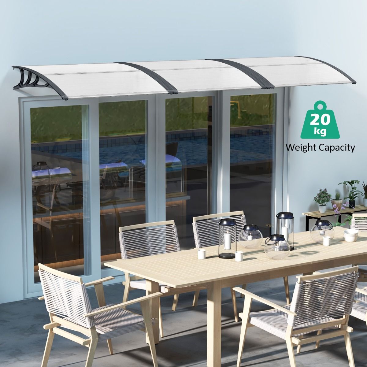 Coast Deur- en Raamluifel - Weerbestendig polycarbonaat - 122 x 99 cm - Grijs en zilver