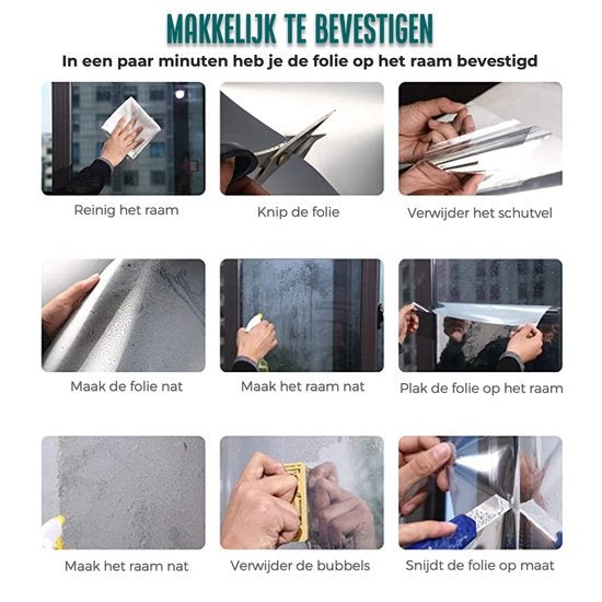 Homewell Zonwerende HR Raamfolie 90x300cm - UV protectie - Isolerend & Zelfklevend- Zwart Tint 39%