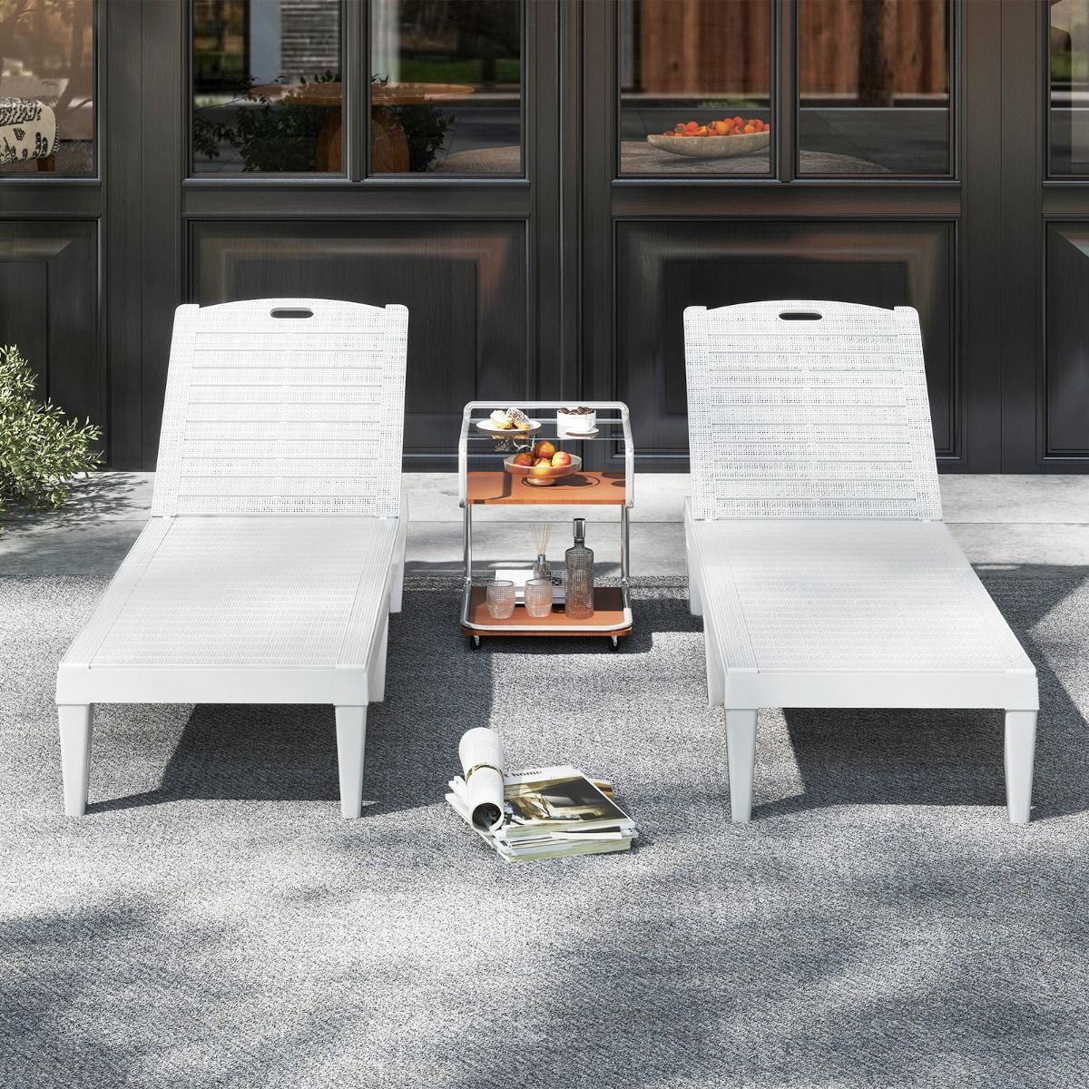 Coast Ligstoelen Set van 2 - verstelbare rugleuning - kunststof weerbestendig - wit