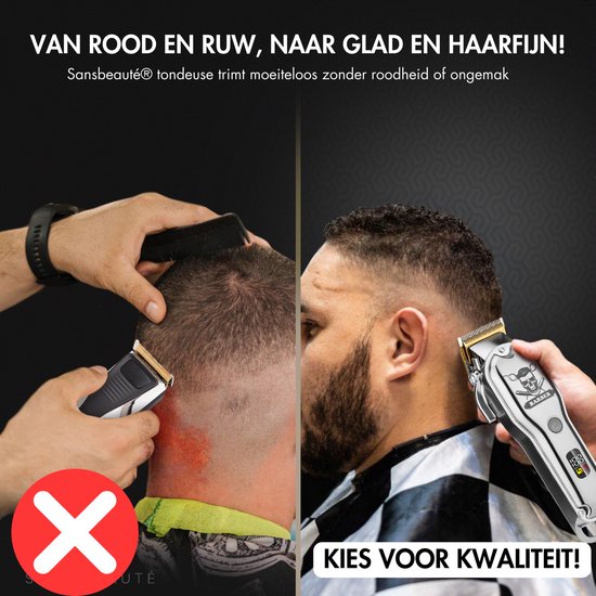 Professionele Draadloze Tondeuse - Sansbeauté - Tondeuse Mannen Hoofdhaar - Cheveux Haar - Haartrimmer - Kapper Haar Machine - Haartondeuse - Trimmer Baard - Barber Set - Barbe Hair Clipper - Kapper Trimmer - Kappersset