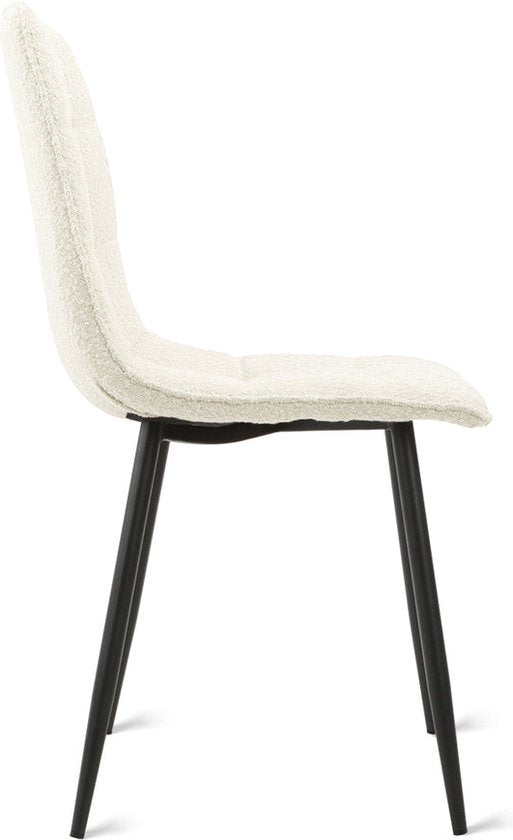 Multifurn Eetkamerstoel - Boucléstof & Foam - Ivoor - 55x45x89cm