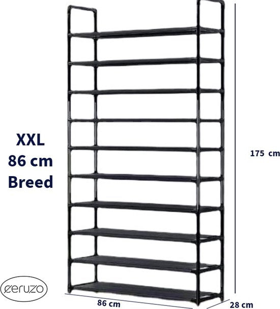 Schoenenrek XXL - 10 Laags - 86x28x175 cm - voor 40 tot 50 paar Schoenen