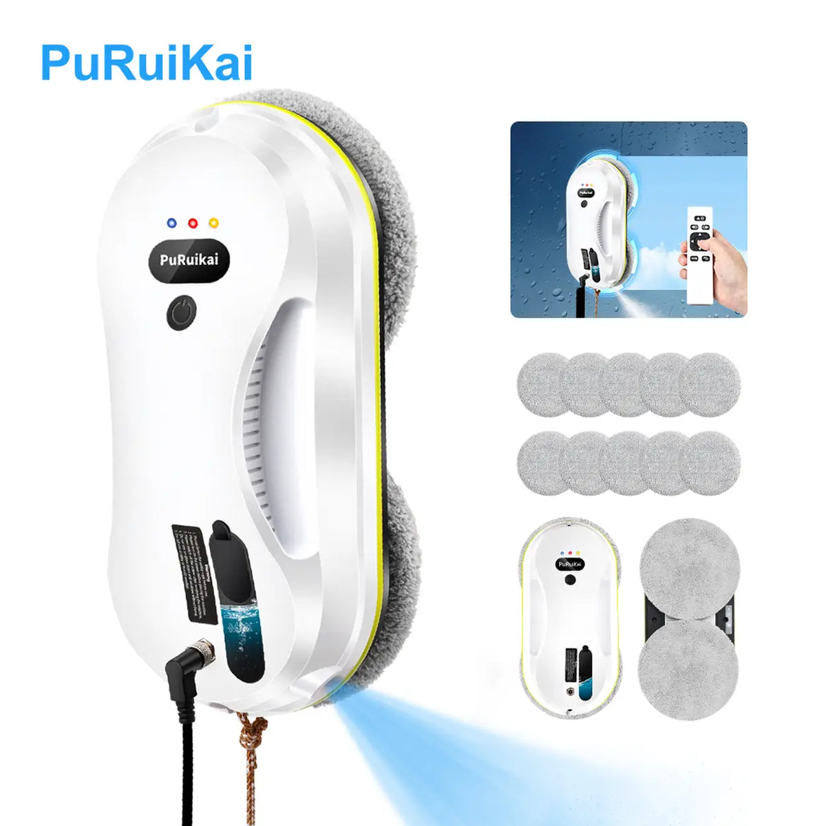 PuRuiKai Household window automatic water spray cleaning robot vacuum cleaner remote control electric window wiper household glass wiper
