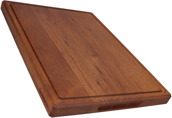 Deleca Walnoot Houten Snijplank - Dubbelzijdig met Sapgeul / Handgrepen - Groot en Dikke Hakblok - Voor Keuken, Duurzame Snijplanken, Serveerplank, Kaasplank, Borrelplank, Tapasplank - Walnoten Hout - Zonder Plastic - 51x38x3.8 cm - 4,32 kg