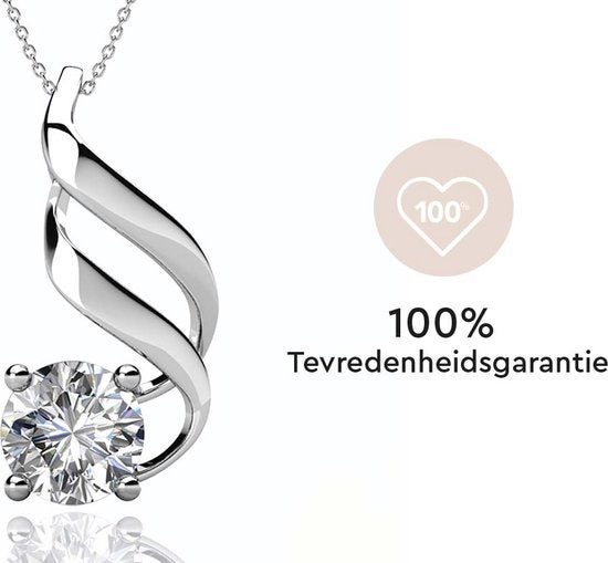Yolora Dames Ketting met Kalpa Camaka Kristal Hanger - Zilver kleurig - 18K Witgoud Verguld - Cadeauverpakking - Moederdag Cadeautje