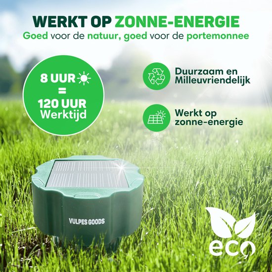 Vulpes Goods® Verjager - Mollenverjager - 4 Stuks - Muizenverjager - Mollenbestrijding - Werkt op zonne-energie - Waterdicht - Diervriendelijk - PRO V2