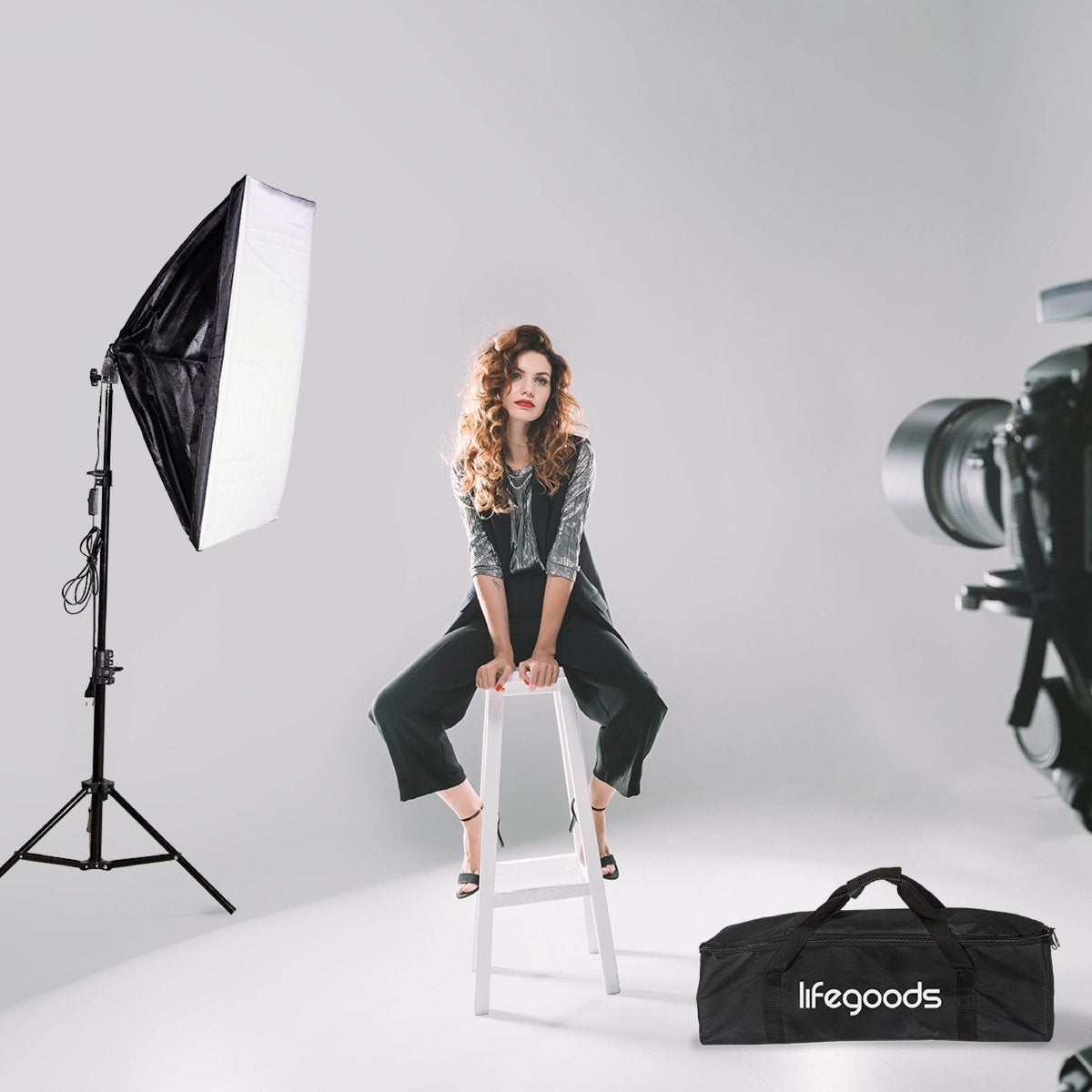 Auronic Softbox Studiolamp - Complete Set met Draagtas - 50x70 cm - Zwart
