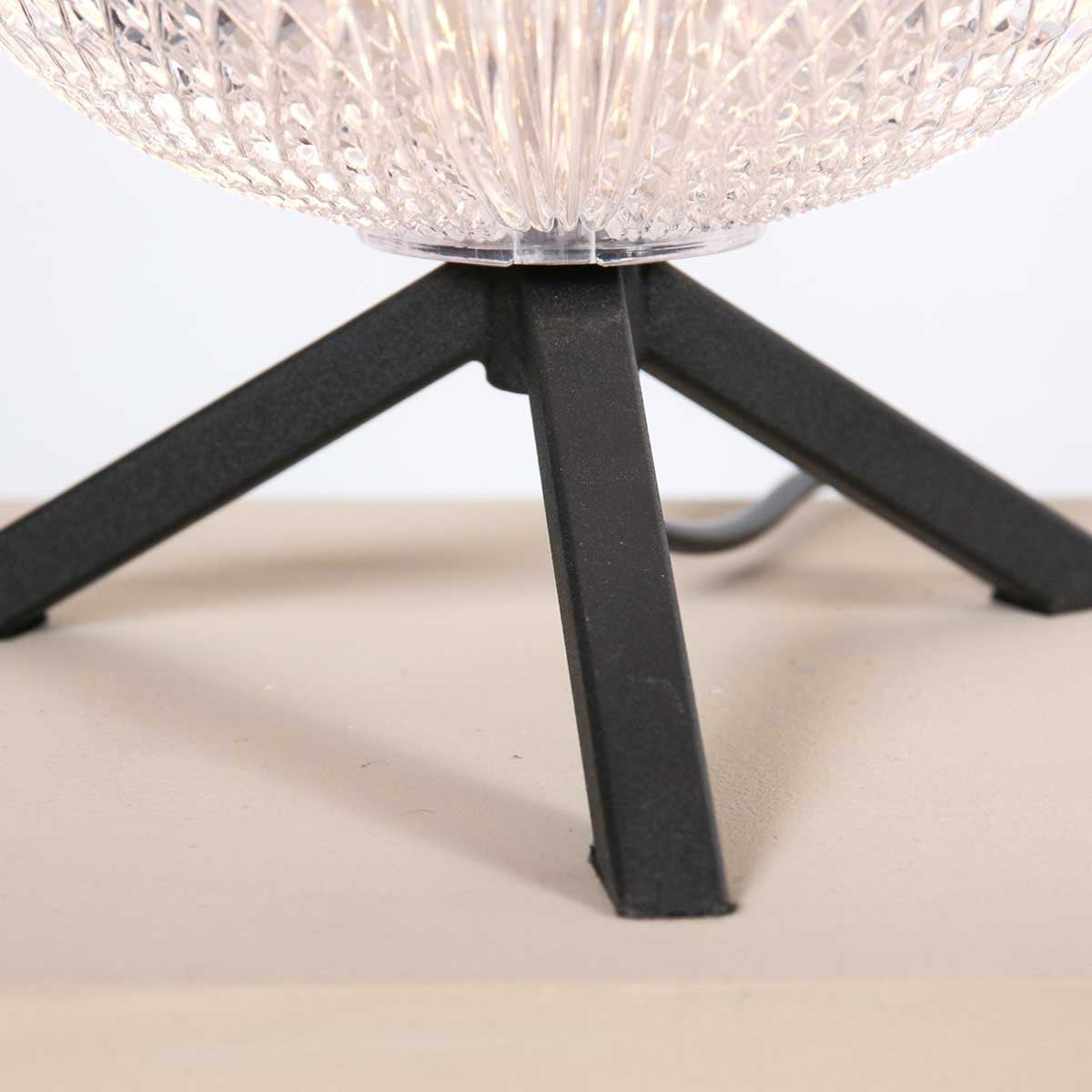 Tafellamp Geripu 3841ZW Ø15cm geribbeld kunststof met led module - Transparant/Zwart - Design - Mexlite