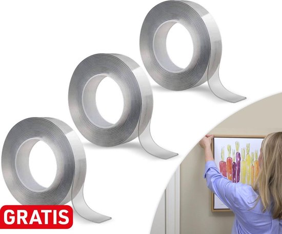 Hammersmith MonsterTape nanotape - Dubbelzijdig tape met Nano-Grip-Technologie - Verwijdering zonder resten - 3 st.
