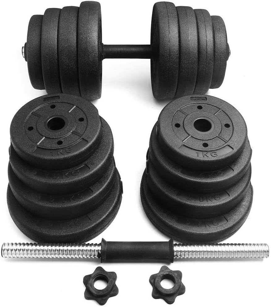 Yaheetech Set van 2 Dumbbells - 30 KG - Antislip Handgreep - Verstelbaar - Zwart