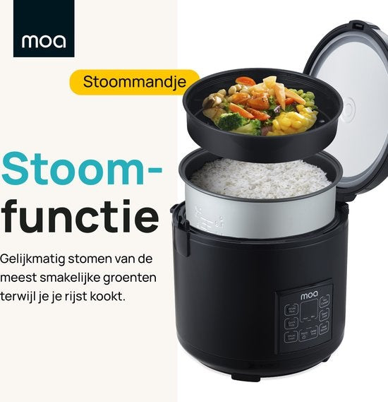 MOA Multicooker - 5L - 700W - rijstcooker - Slowcooker - Zwart - MC10DB