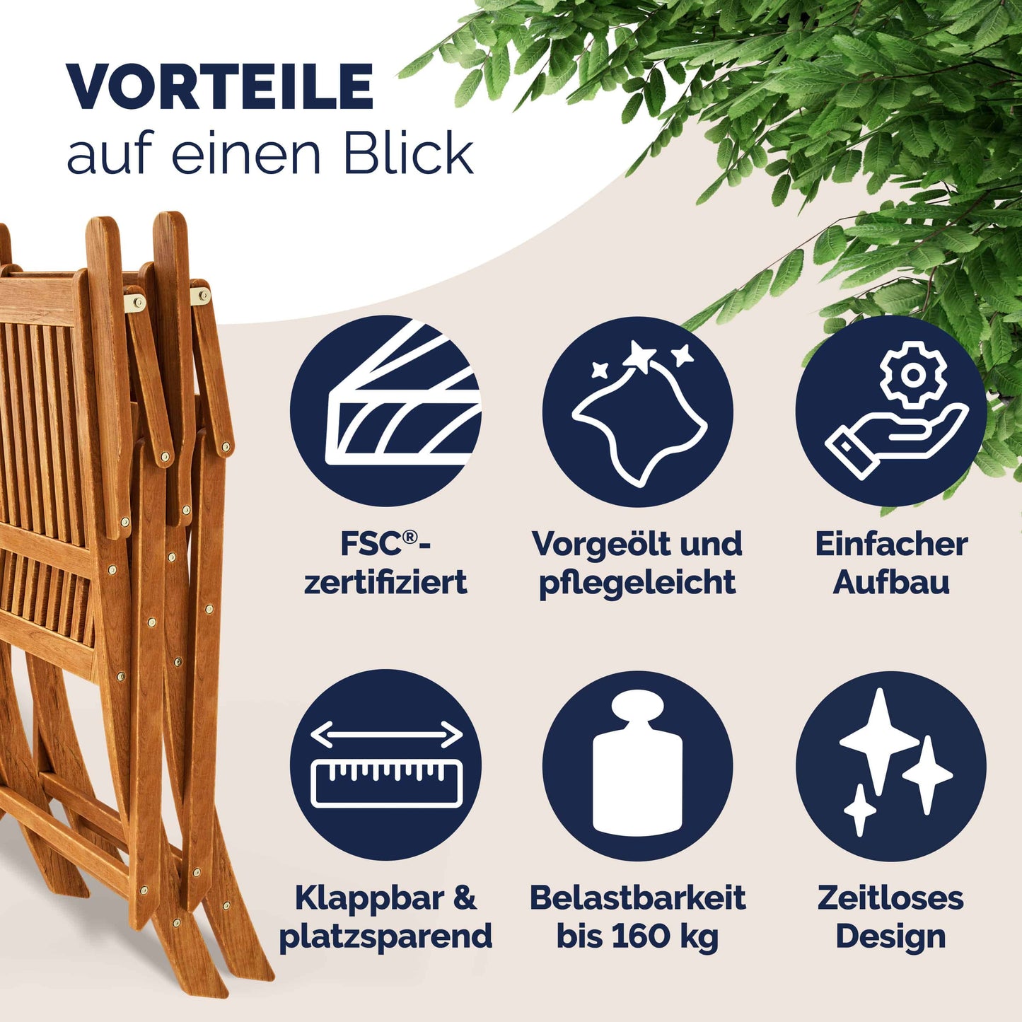 Casaria Tuinstoelen Sydney Set van 2 – Acaciahout – 92 x 54 x 59 cm – Bruin