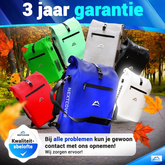Nextcover 3in1 Fietstas Enkel voor Bagagedrager [PVC vrij] | Waterdichte Fietstas, Rugzak en Schoudertas 25L | Ideaal voor Laptop en Wekelijkse Aankopen | Fiets Tas Enkele | Fietstassen