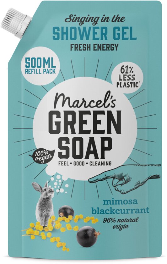 Marcel's Green Soap Douchegel Navulling - Mimosa & Zwarte Bes - 6 x 500ml