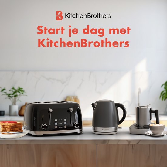 KitchenBrothers Waterkoker - Elektrisch - 1 Liter - Klein Camping Formaat - Reiswaterkoker met Kalkfilter - Titanium Grijs/RVS