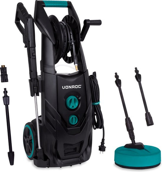 VONROC Hogedrukreiniger PRO V25-2 – Incl. Accessoires & Reinigingstank – 195 bar, 468 l/h – 2500 W – Zwart