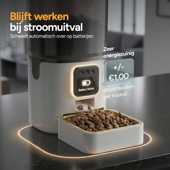 Viervoeter Feed Pro - Automatische Voerbak 6L - Kat en Hond - Voerautomaat met App - Wit
