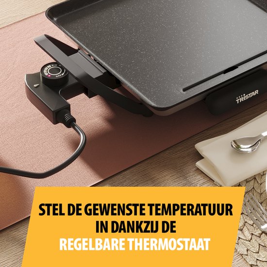 Tristar Bakplaat - BP-2666 - Gourmet, Grillplaat S 28x28cm - 2 personen- 800 W - Instelbare thermostaat - Camping geschikt